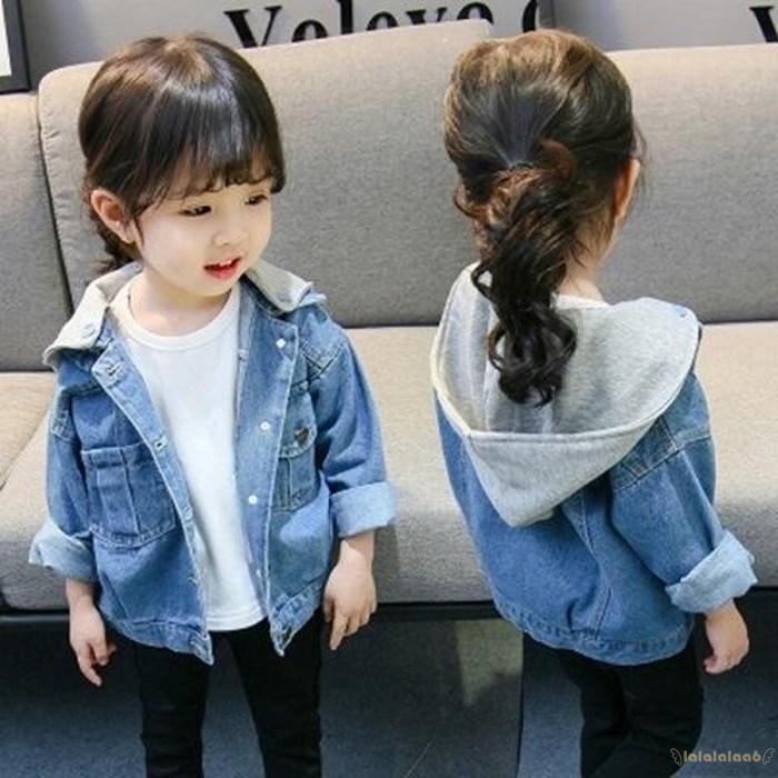 Áo Khoác Denim Có Mũ Trùm Thời Trang Mùa Thu Cho Bé Gái Laa6