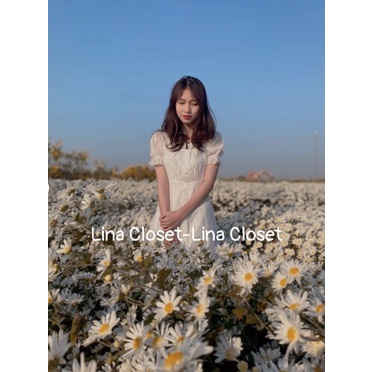 [Ảnh thật] Váy trắng cộc tay cổ vuông cúc bọc - Váy trắng kỉ yếu xoè voan tơ tay bồng