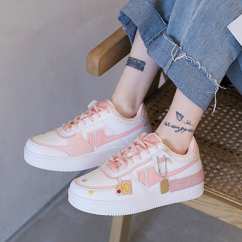 Giày Thể Thao Nữ Ulzzang Air 3Fashion Tặng Kèm Bộ Icon Cute Đế Cao 4CM Da PU - MSP 3227 | BigBuy360 - bigbuy360.vn