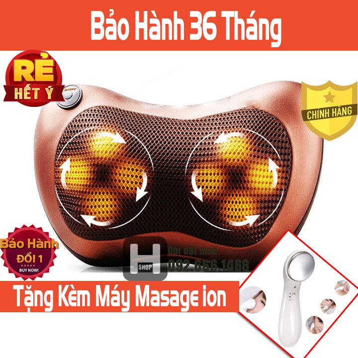 GỐI MASSAGE 8 BI HỒNG NGOẠI TRỊ LIỆU ĐAU MỎI VAI GÁY