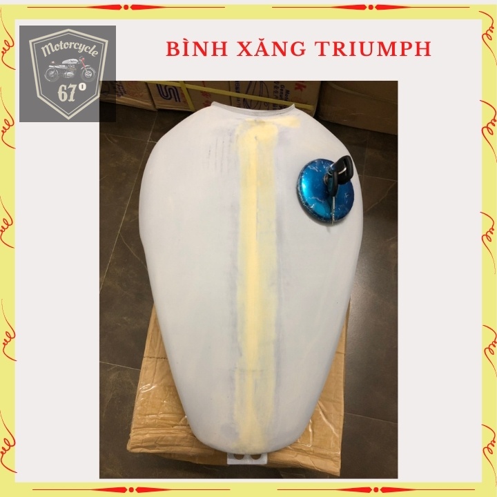 Bình xăng Trium, thùng xăng lớn độ xe Classic cafe racer , 67.. dung tích hơn 9 lít, bả sẵn matit, chỉ việc sơn