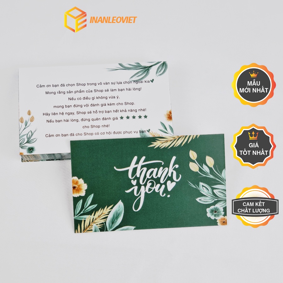 Thiệp cảm ơn khách hàng card visit name card giá rẻ đẹp giấy C300 cán mờ cứng sang trọng ms A09