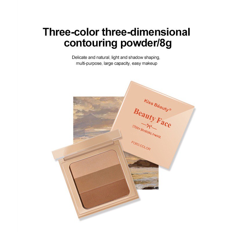 (Hàng Mới Về) Bảng Phấn Bắt Sáng 3 Màu Tạo Khối Trang Điểm Ba Chiều Tự Nhiên | BigBuy360 - bigbuy360.vn