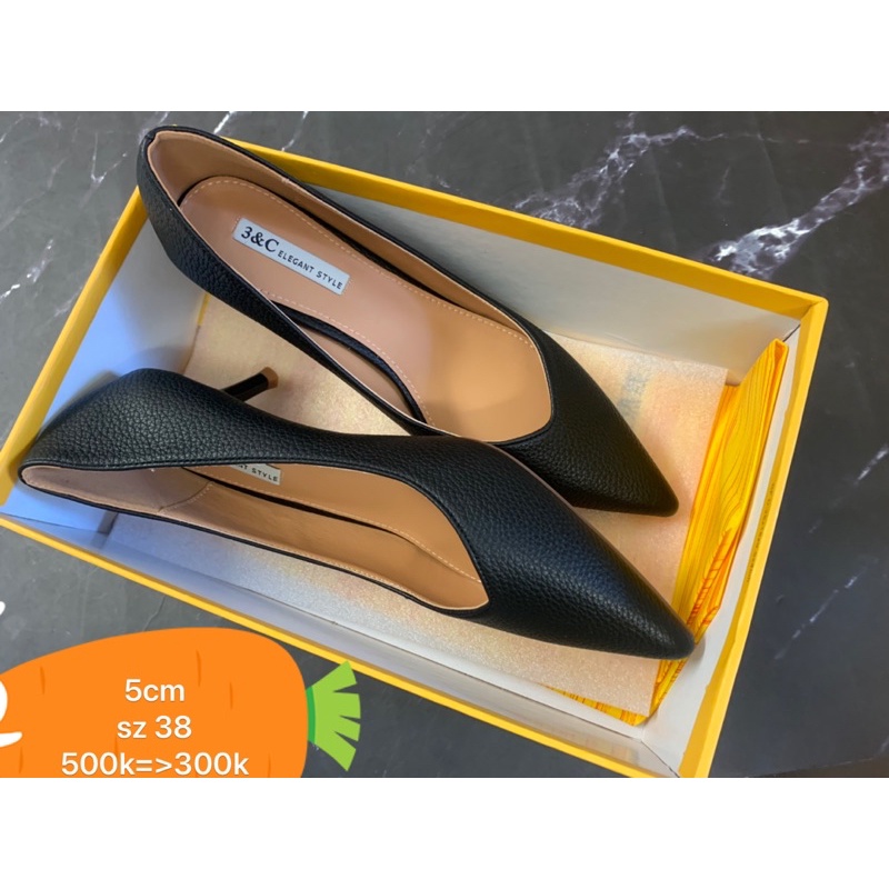 Giầy gót nhọn mũi tim da mềm