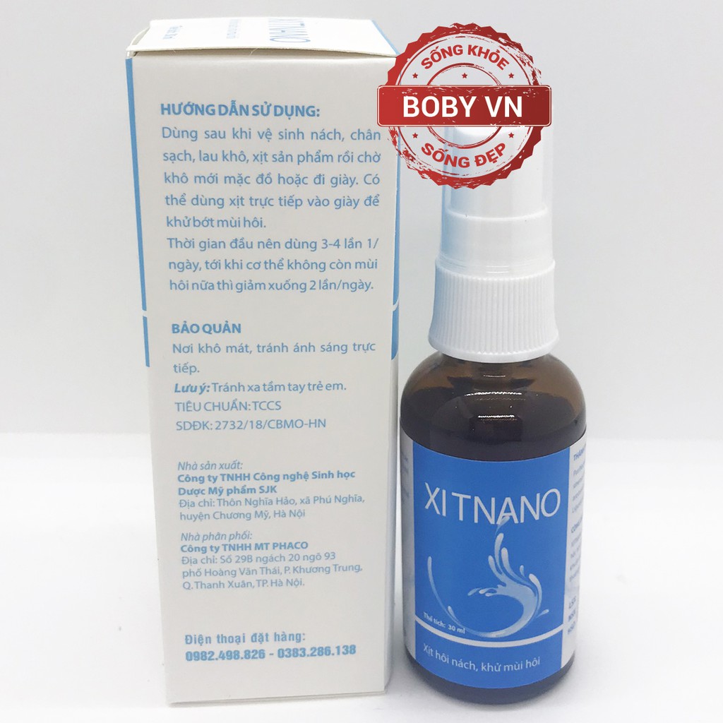 Xitnano - Xịt hôi nách, khử mùi hôi - Chai 30ml (Che tên sản phẩm)