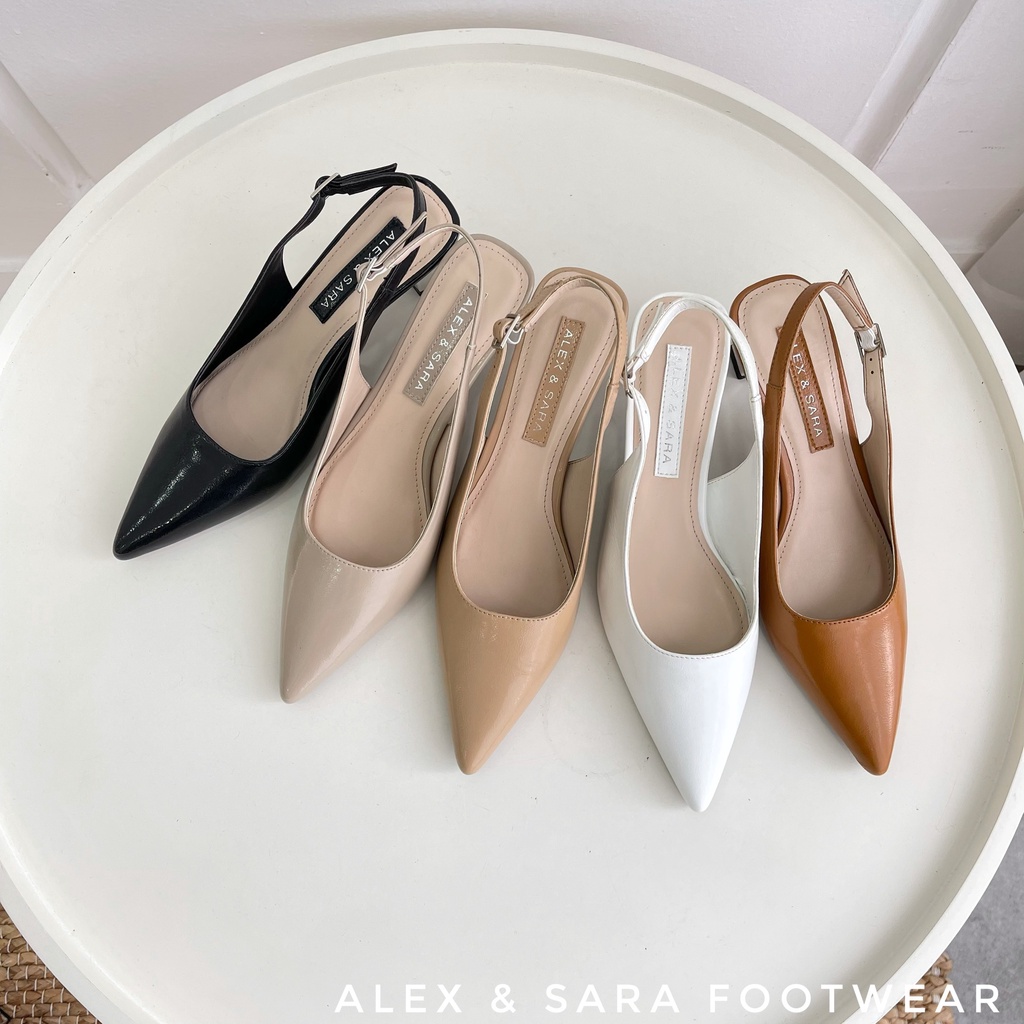 GIÀY SANDAL NỮ ALEX SARA SLINGBACK MŨI NHỌN GÓT BẠC 7P SANG TRỌNG VNXK