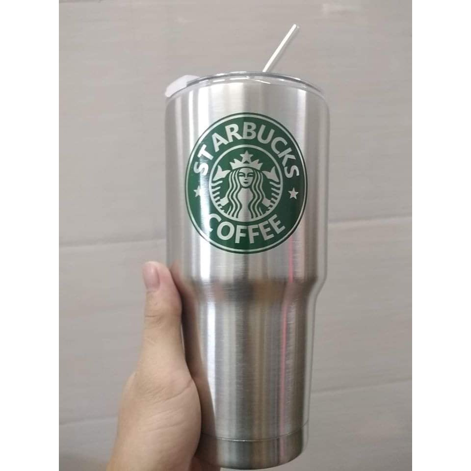 CỐC GIỮ NHIỆT STARBUCK 900ML, MÀU BẠC TRANG NHÃ PHÙ HỢP CHO CẢ NAM VÀ NỮ - LY INOX 304 ĐỰNG ĐỒ UỐNG DI ĐỘNG
