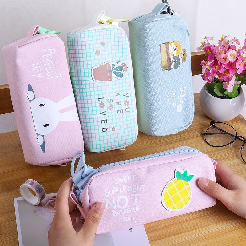 Hộp Bút Vải Hình Mèo, - Túi Vải Canvas Đựng Mỹ Phẩm, Bóp Viết Khóa Zip To QUTI HBV17 HBV18 HBV19