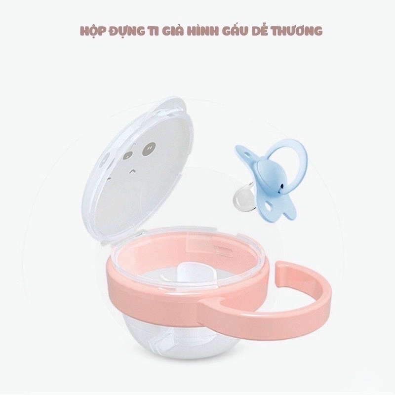 Hộp Đựng Ti Giả, Núm Ti Hình Gấu Tiện Lợi, Dễ Thương