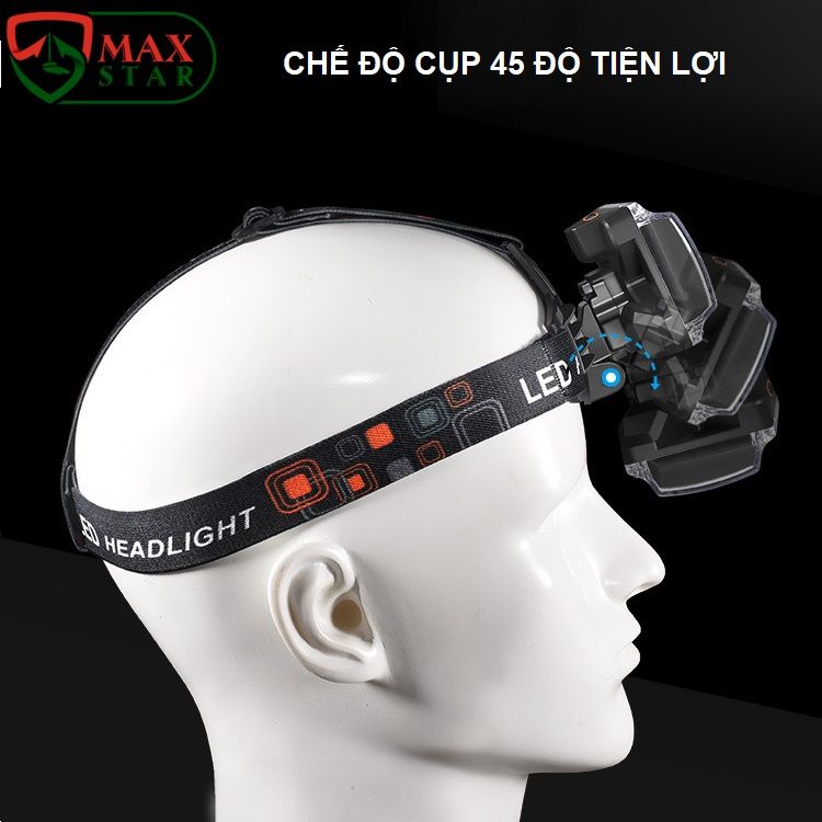 HOT Đèn LED đội đầu 3 màu gài mũ bảo hộ siêu sáng tỏa rộng 3 pin 18650 đi kèm cao cấp