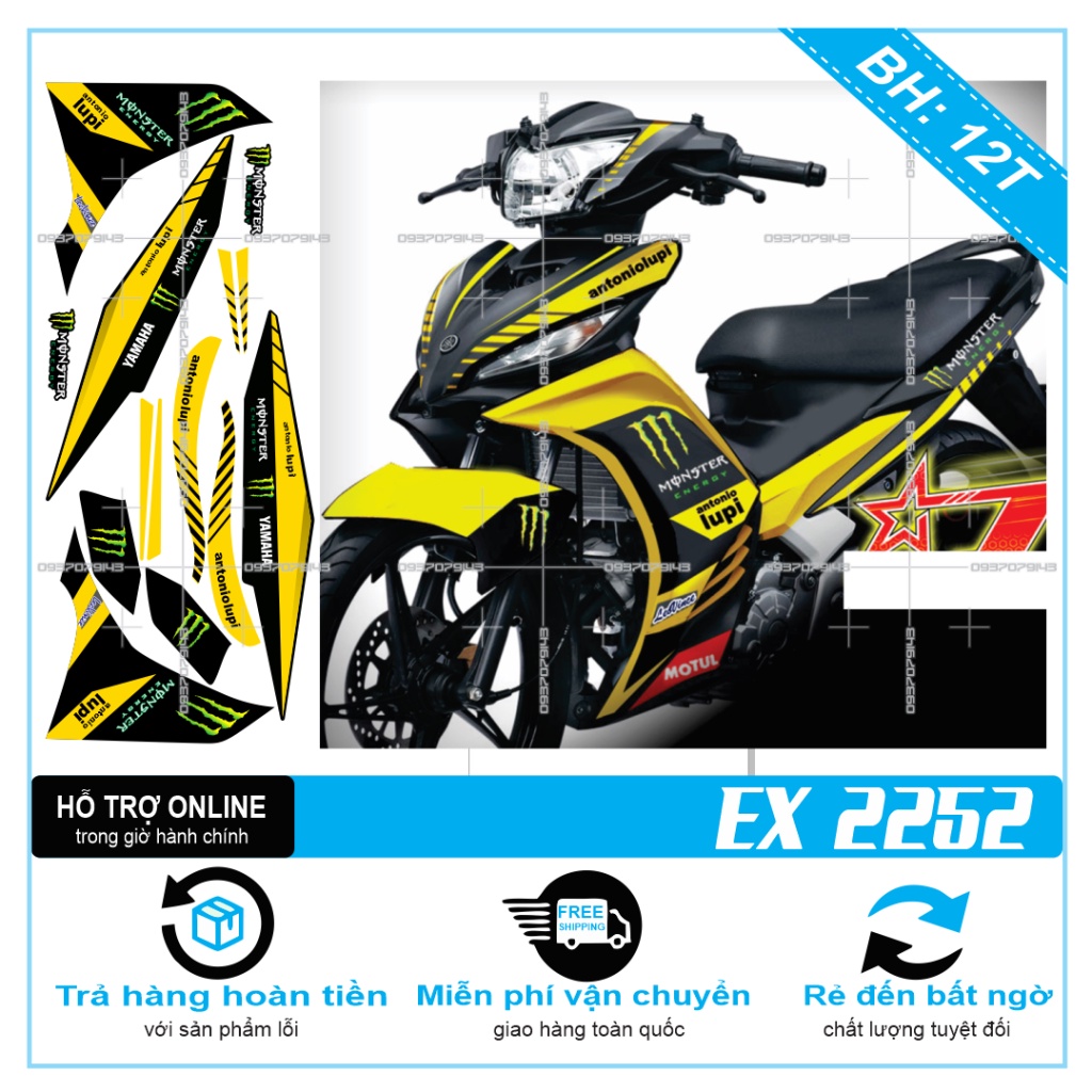 TEM RỜI EX 2011 VÀNG ĐEN 2252 -- SHIN DECAL 2
