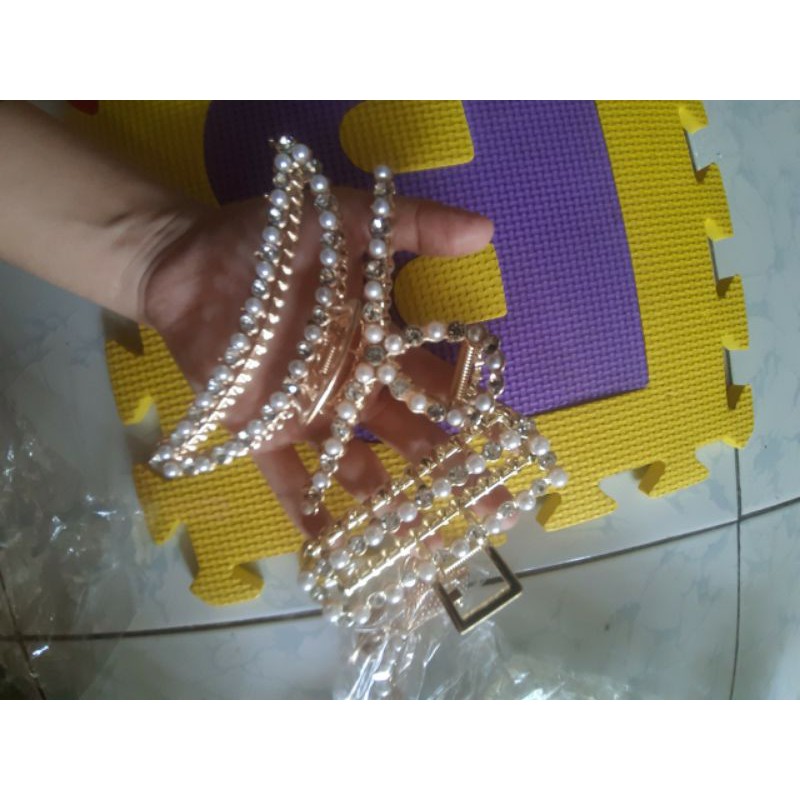 Kẹp kim loại đính đá size lớn