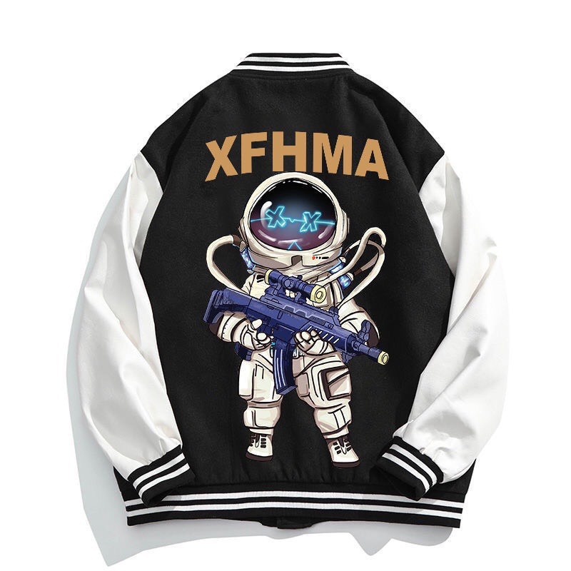 Áo Khoác Bomber Phi Hành Gia Da Lộn 2 Lớp In Siêu Nét Form Rộng Nam Nữ