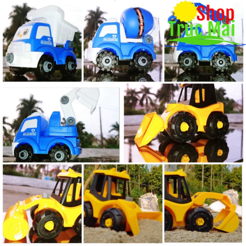 Bộ đồ chơi ô tô mô hình xe xây dựng máy xúc xe tải cần cẩu cho trẻ em đồ chơi cho bé