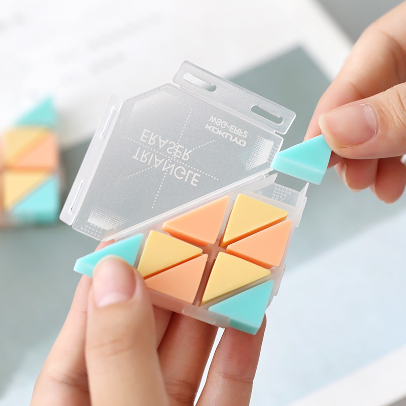 Cục tẩy cao su có hộp đựng hình tam giác phong cách Nhật Bản sáng tạo