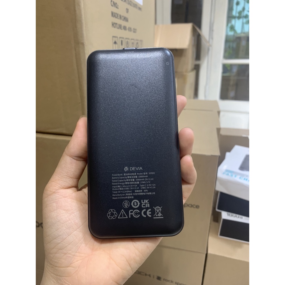 Pin sạc dự phòng 10000mAh Devia EP095 Kintone series sạc cho mọi dòng điện thoại - Hàng chính hãng bảo hành 12 tháng