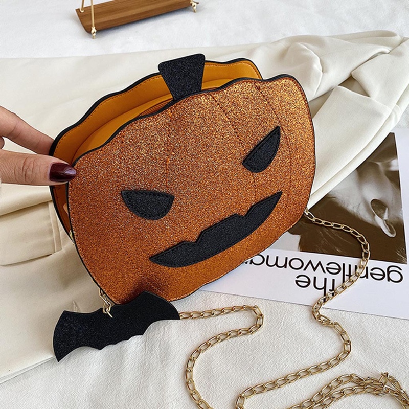 Túi Đeo Chéo Da PU Phối Dây Xích Phong Cách Halloween Thời Trang Cho Nữ
