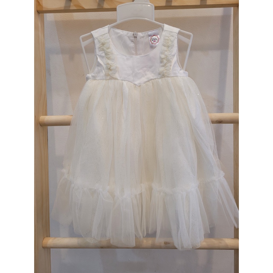 ĐẦM CÔNG CHÚA VOAN TRẮNG ĐÍNH REN NGỰC CHO BÉ GÁI