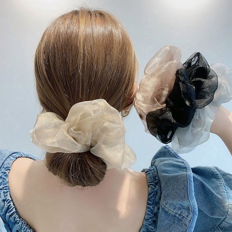 Dây buộc tóc Scrunchies phi lụa 4 màusiêu mềm