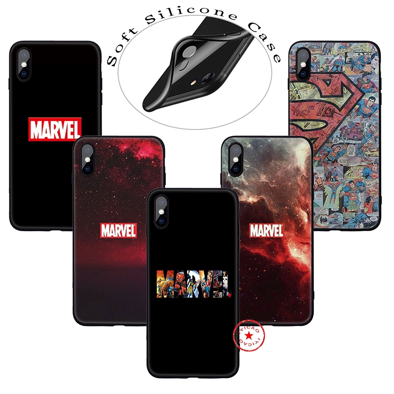 Ốp điện thoại mềm in hình logo Marvel cho iPhone X Xs MAX Xr 8 7 6 5 5S SE