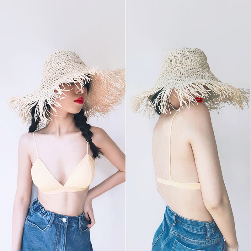 Áo Ngực Bra Thun Gân Kèm Mút Ngực Màu Trơn Cho Nữ Mã 8818