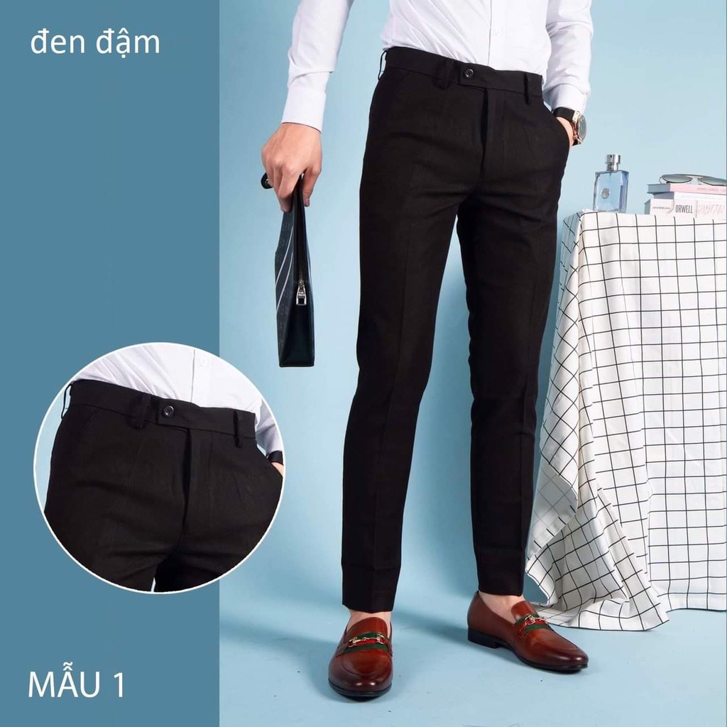 Quần tây âu đen đậm chất liệu cotton cao cấp co dãn nhẹ HD035 Nhiều mẫu mới