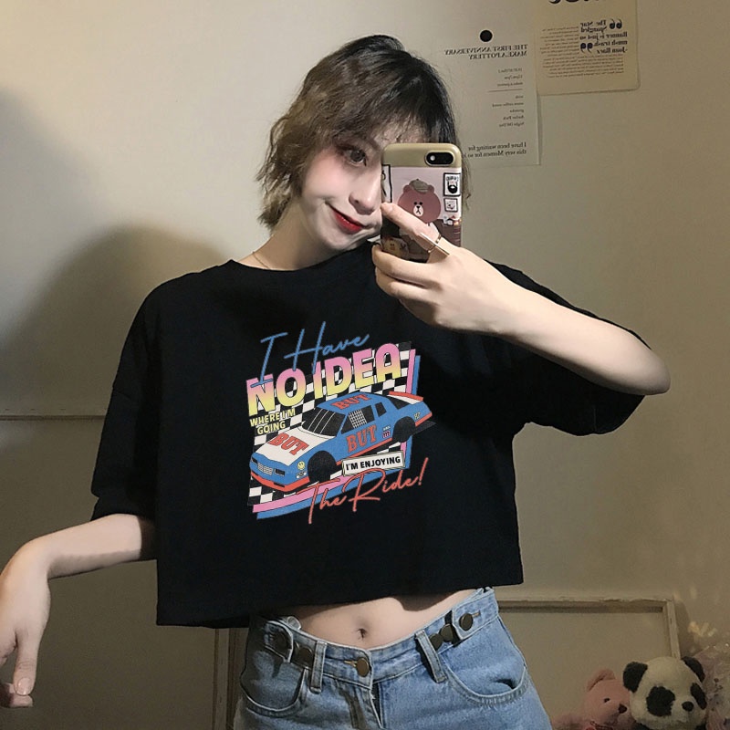 Áo Thun Crotop Form Rộng Unisex Tay Ngắn Chất Cotton Mềm Mại In Hình I HAVE NOIDEA Ulzzang Style Hàn Quốc TTT0164