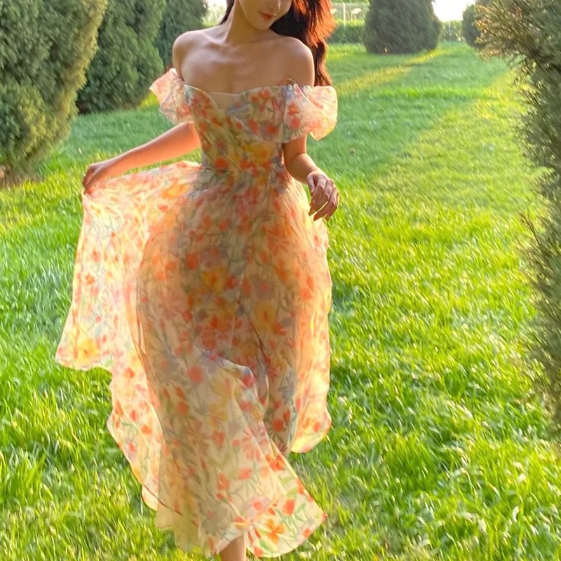 Đầm maxi xoè hoa tiểu thư🌷