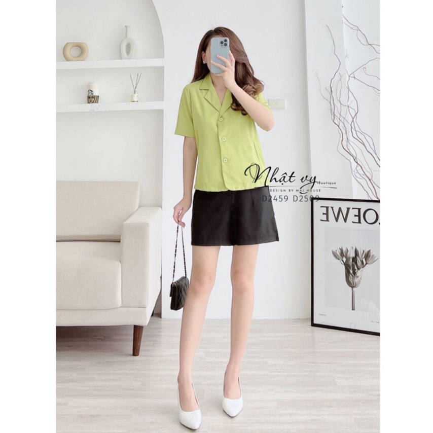 Áo công sở cổ vest Nhật Vy gài nút dáng suông chất cotton phù hợp đi chơi dạo phố hẹn hò cafe sang chảnh - D2459
