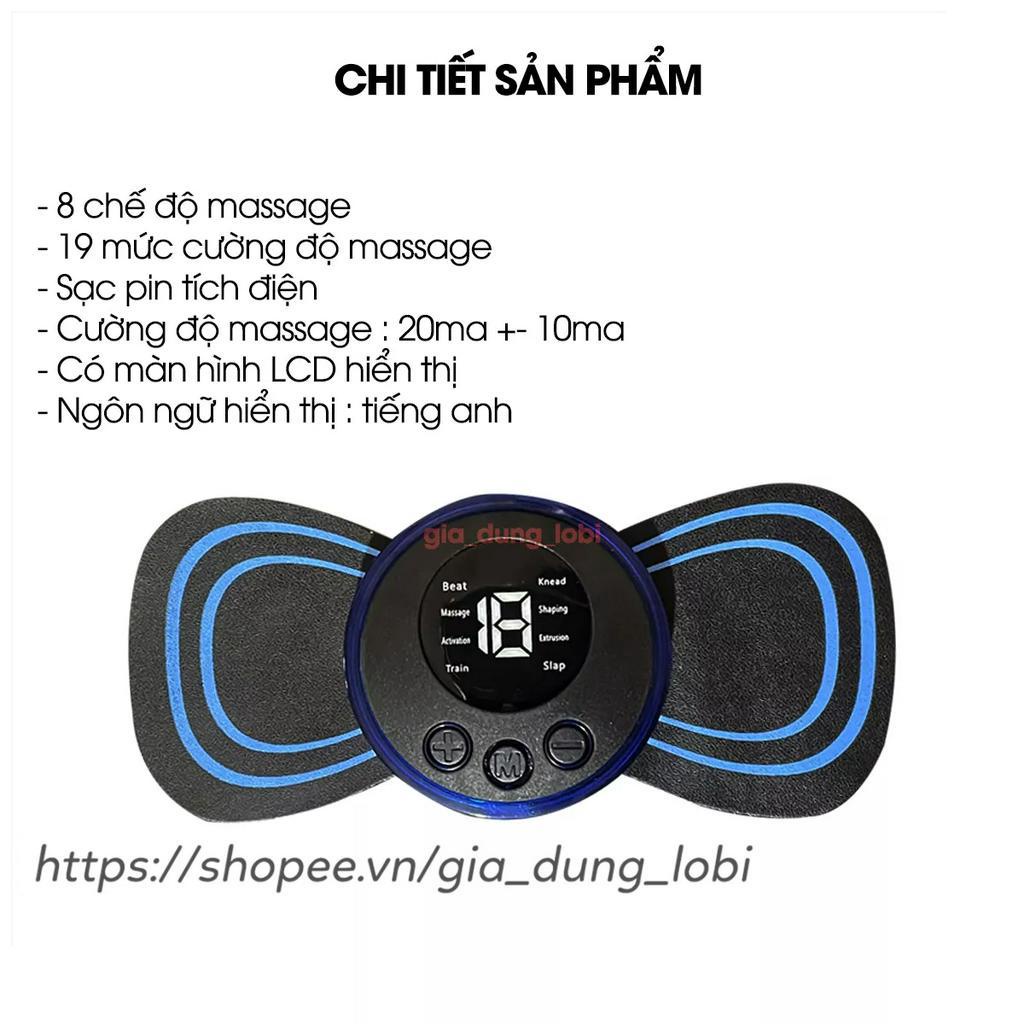 Miếng dán massage toàn thân mini, máy massage cổ vai gáy lưng 6 chế độ xoa bóp