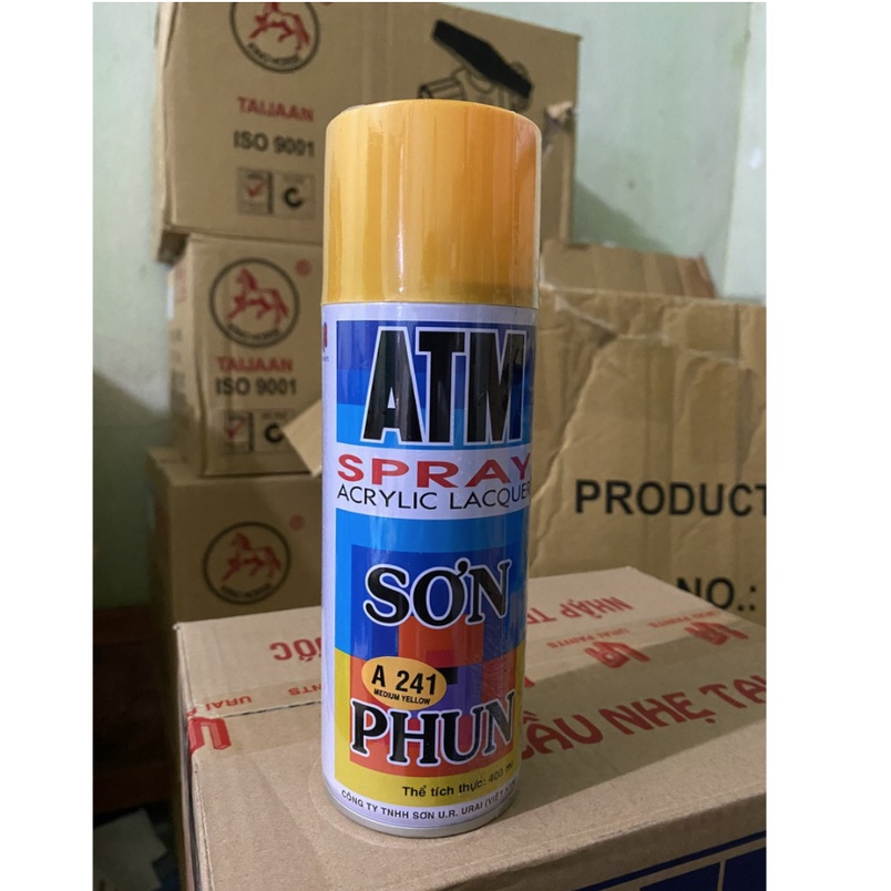 Sơn xịt ATM đủ màu,trắng A200,Bóng A10,Đen nhám A212,sơn xịt xe máy,xe đạp,dụng cụ,gỗ,...