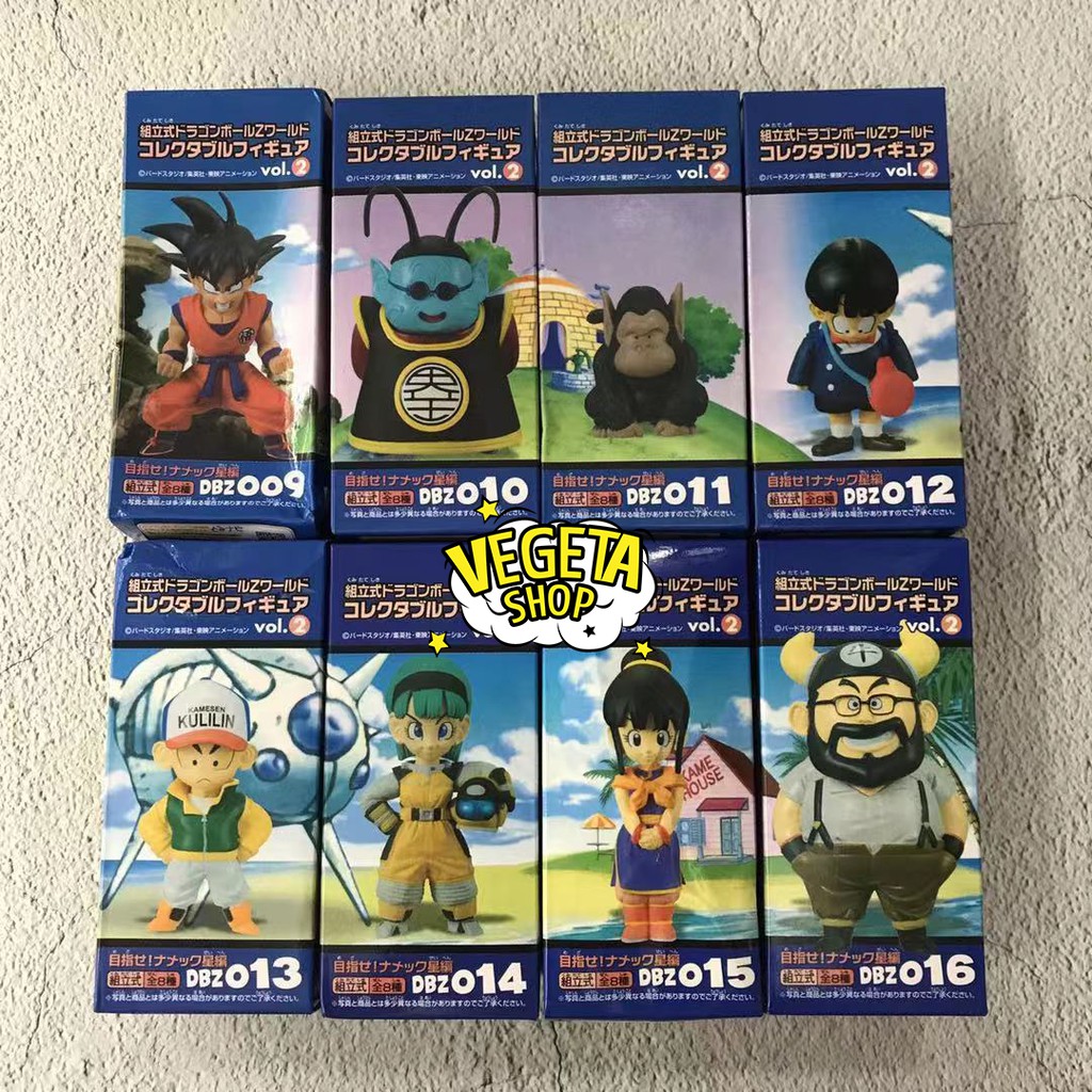 Mô hình Dragon Ball - WCF DWC Vol.2 - Set 8 mẫu Goku Thần Kaio Bubbles Gohan Krillin Bulma ChiChi Ox King - Full box