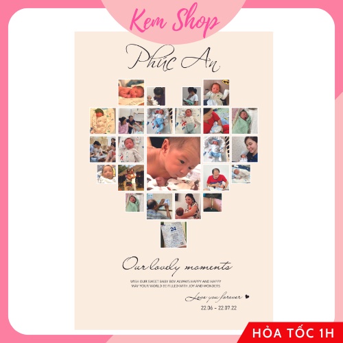 Khung ảnh thiết kế miễn phí theo yêu cầu trang trí sinh nhật siêu đáng yêu dễ thương - Kem Shop K221