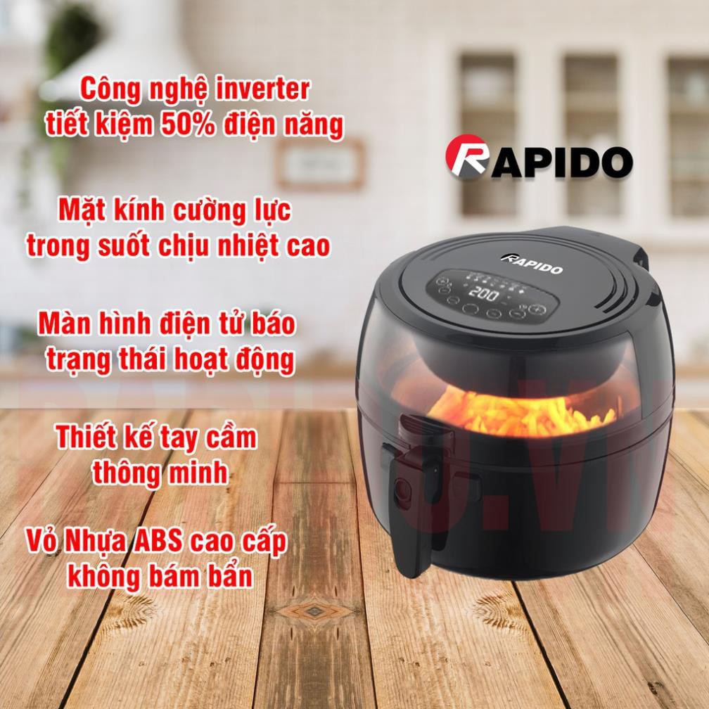 { TOP SẢN PHẨM BÁN CHẠY NHẤT } 👌 Nồi chiên không dầu Rapido 6.5L, RAF-6.5D - Bảo hành chính hãng 12 tháng 1 Đổi 1