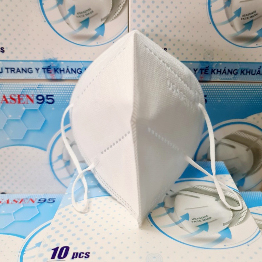 [Hộp 10 cái] Khẩu trang y tế kháng khuẩn Usasen95 4 lớp màu trắng - Hàng chính hãng Hộp 10 cái chất lượng cao