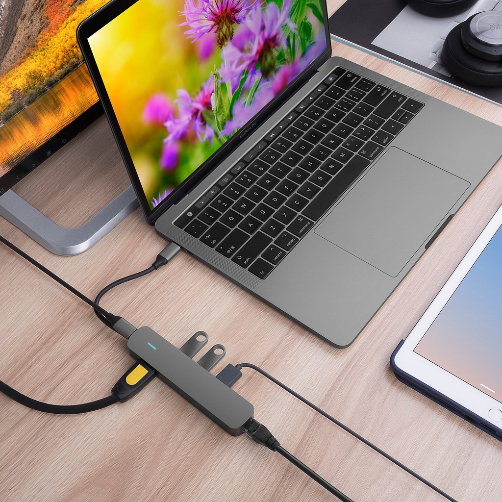 Cổng chuyển HyperDrive 4k HDMI 6-in-1 USB-C Hub cho Macbook, Ultrabook & USB-C Devices - Lan - HD233B