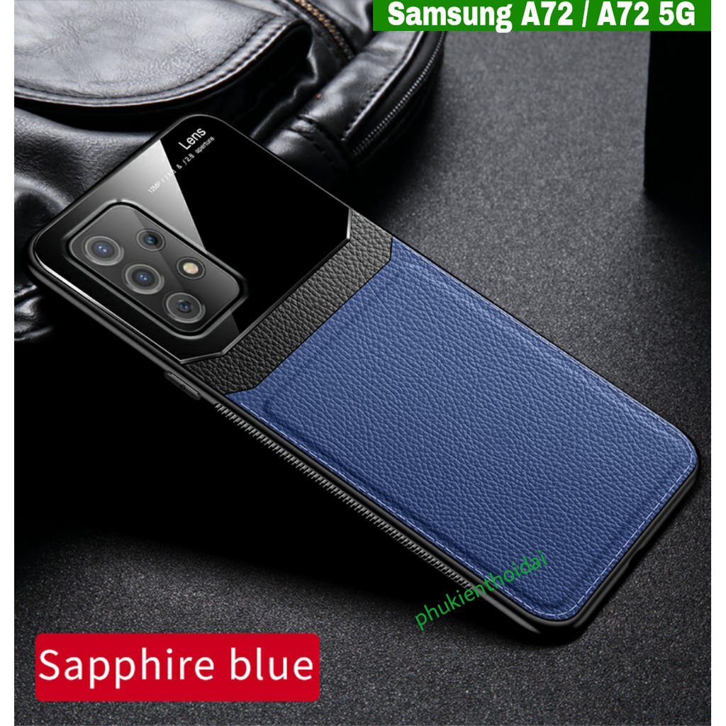 Ốp lưng Samsung Galaxy A72 / A72 5G chống sốc vân da kính chống bám bẩn cao cấp