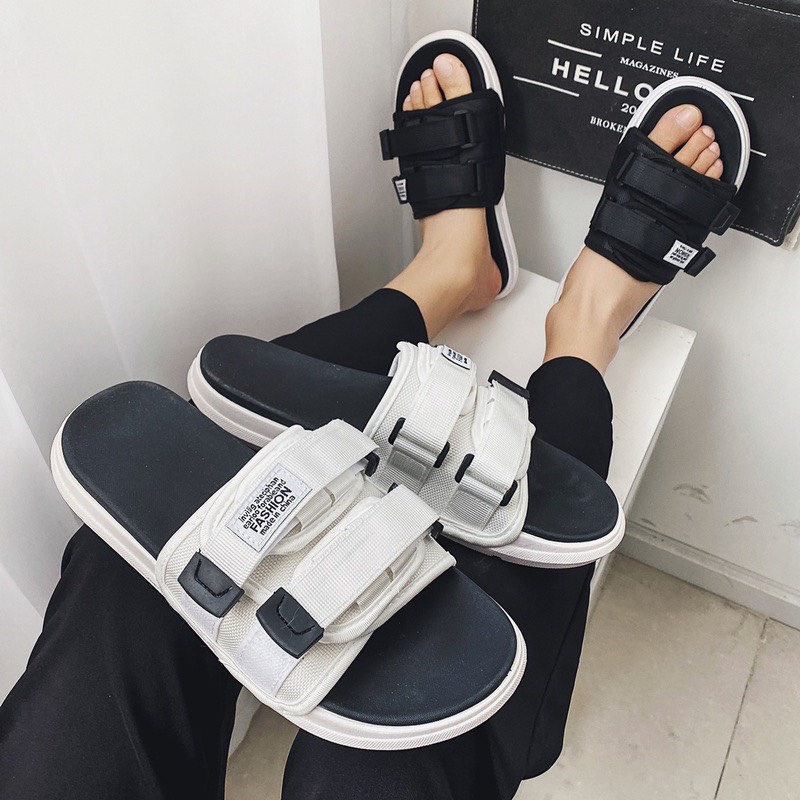 Dép nữ và nam unisex Fashion inviti quai dán 2 màu