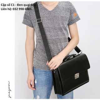 tt [sale] Cặp da khóa số CK03 đen C1