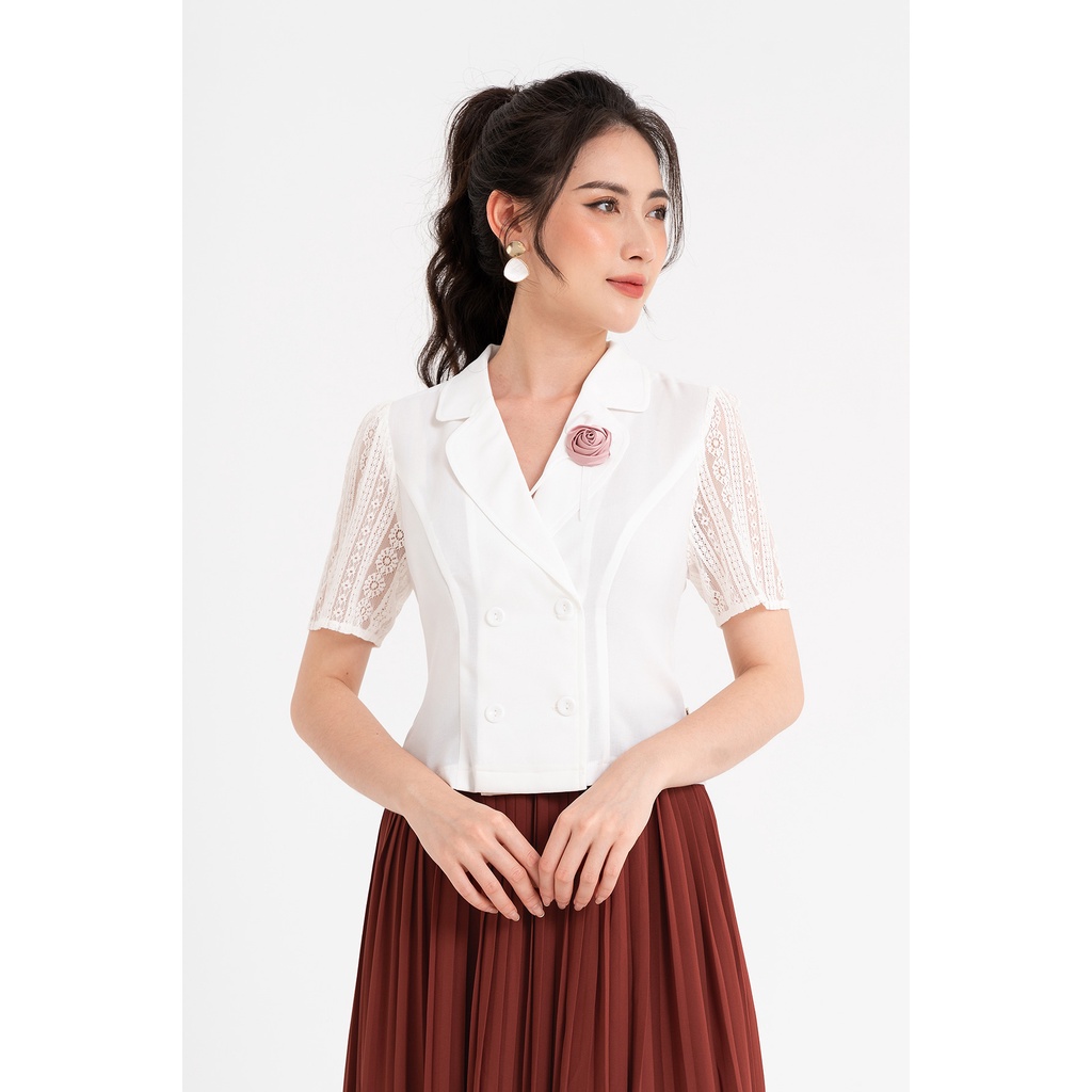 Áo Sơ Mi LAMER Cổ Vest Tay Phối L61H22H009