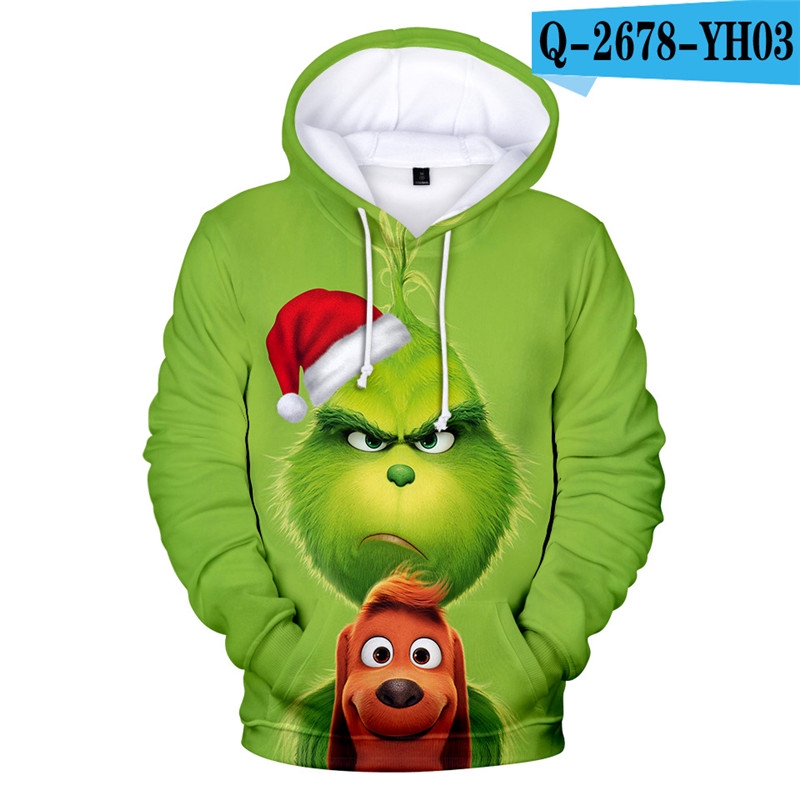 Áo hoodie họa tiết phim yêu tinh xanh giáng sinh phù hợp mùa thu đông