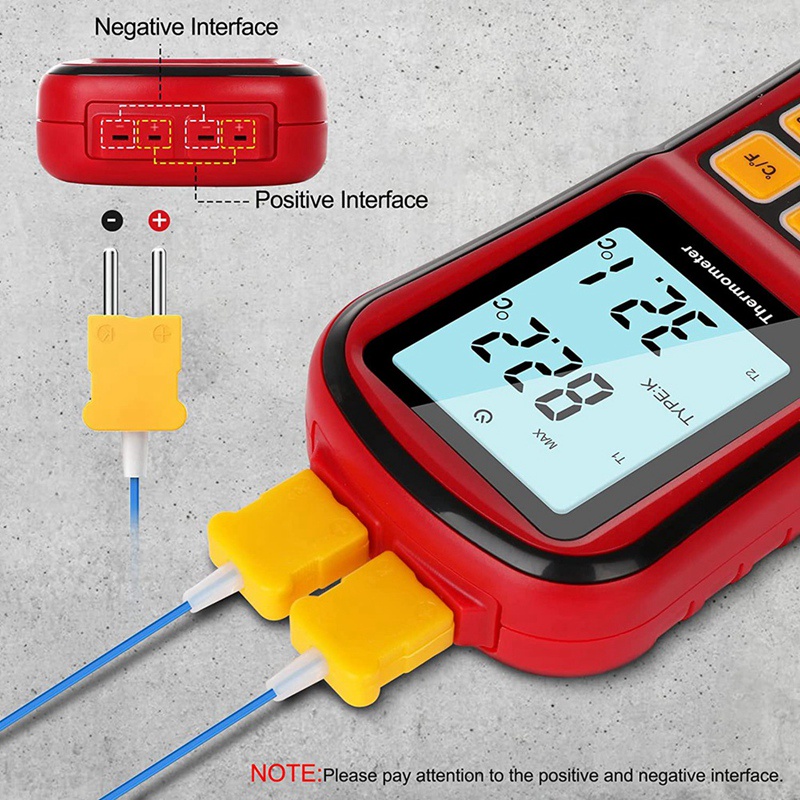 Dụng Cụ Đo Nhiệt Độ Kỹ Thuật Số Cầm Tay + 2 Cặp Nhiệt Kế Cho GM1312
