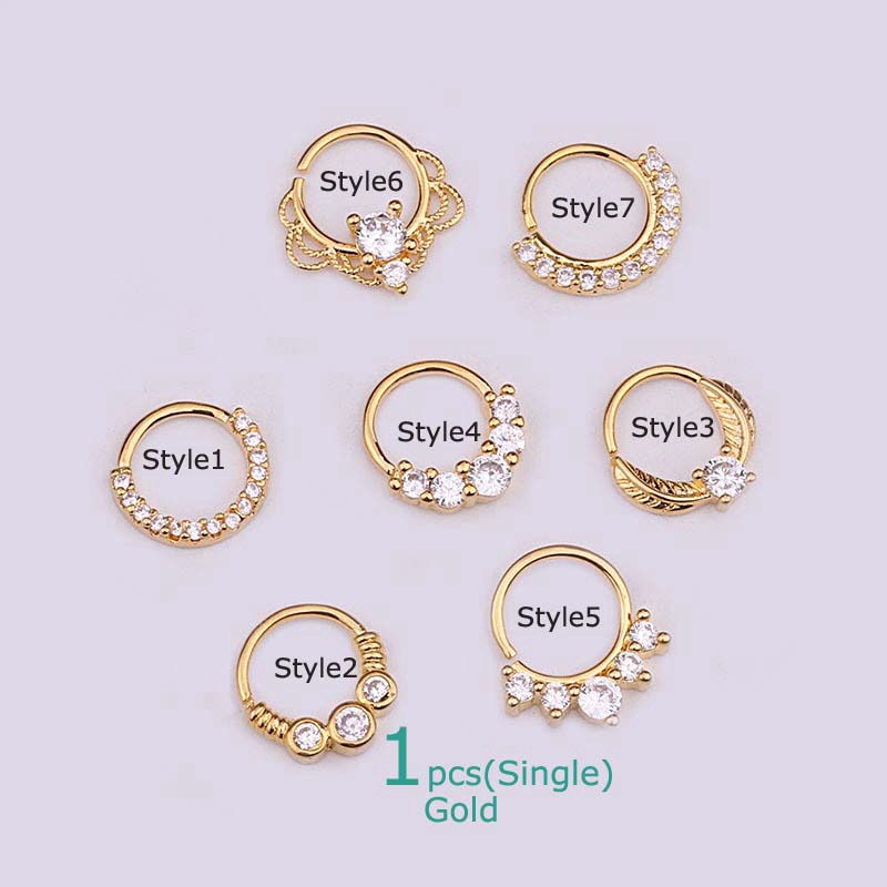 Khuyên Xỏ Mũi 8mm Phối Đá Lấp Lánh Cá Tính Thời Trang