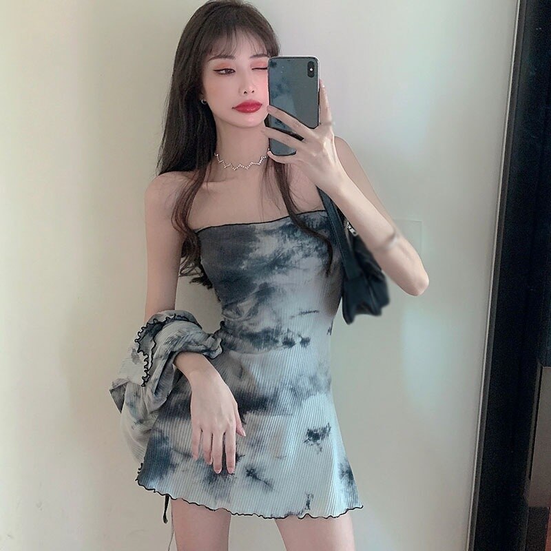 Set Đầm Ôm Có Áo Khoác Ngoài Tay Dài Nhuộm Màu Loang Thiết Kế Tôn Dáng | BigBuy360 - bigbuy360.vn