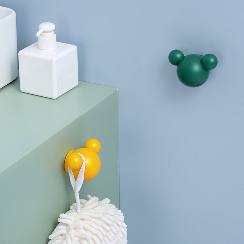 Set 4 Móc Treo Khăn Gắn Tường Chịu Lực Tốt Họa Tiết Gấu Dễ Thương Trang Trí Phòng Khách / Phòng Ngủ