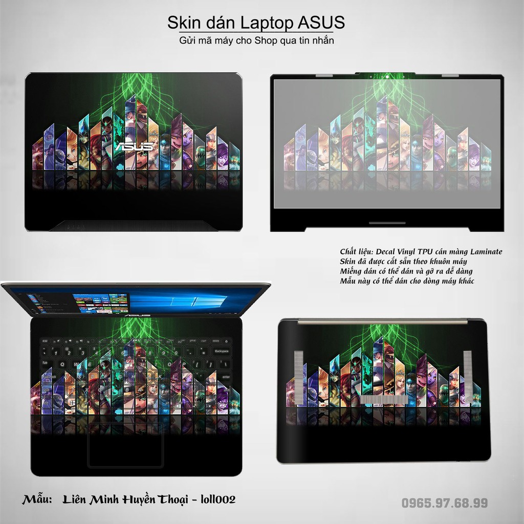 Skin dán Laptop Asus in hình Liên Minh Huyền Thoại (inbox mã máy cho Shop)