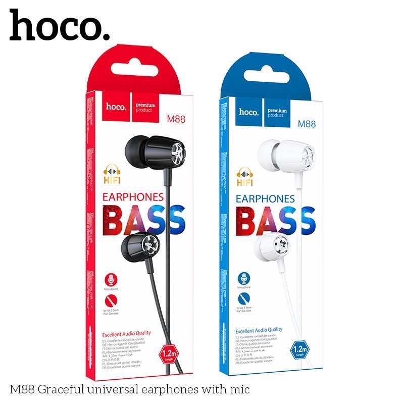 🌈 Tai Nghe Dây Hoco M88 Jack Cắm 3.5mm, Có Mic Đàm Thoại Bas Căng - HÀNH CHÍNH HÃNG