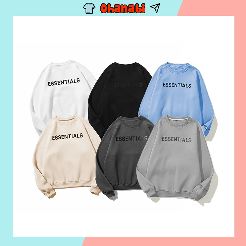 Áo Sweater Essentials nam nữ unisex cổ tròn không mũ chất liệu nỉ bông ấp áp