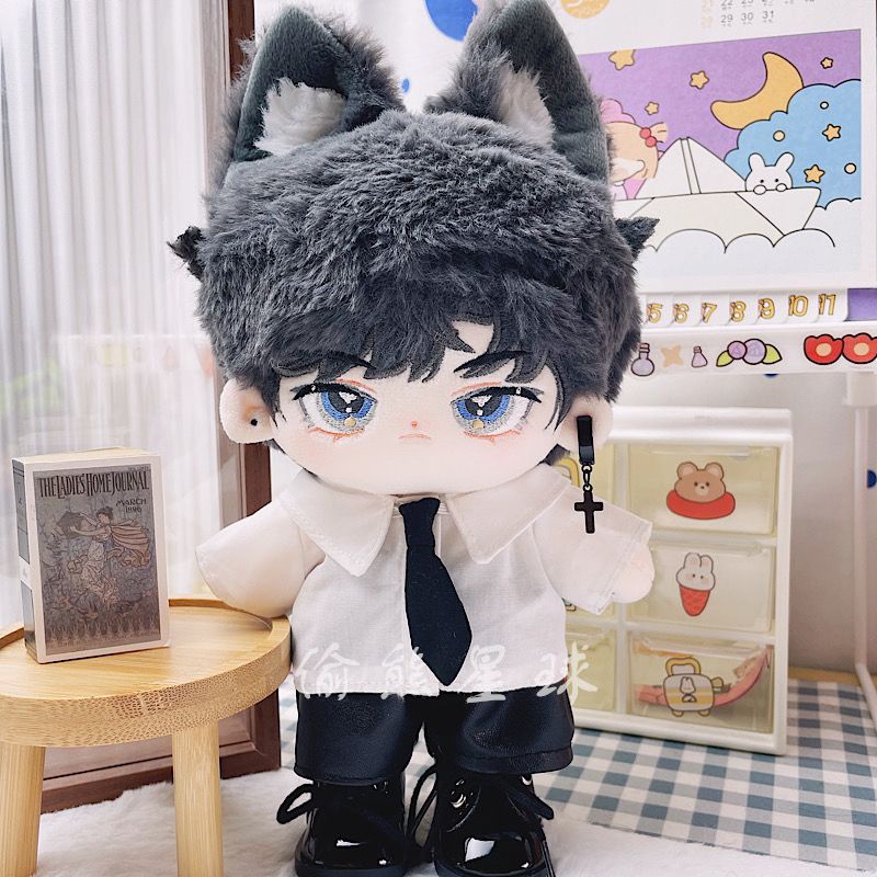 Bộ trang phục nam với cà vạt và khuyên tai cá tính thời trang cho búp bê nhồi bông 20cm