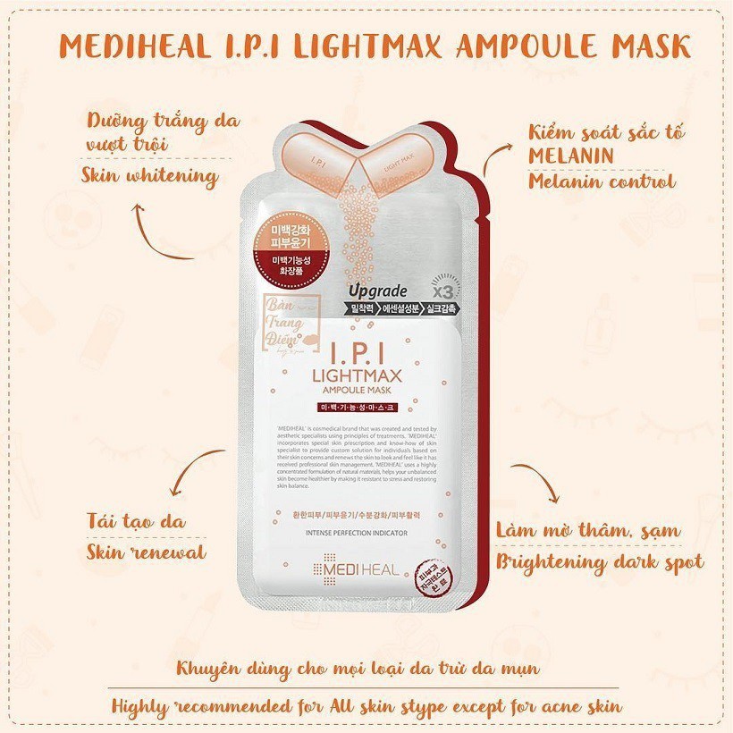 Mặt nạ giấy cấp ẩm, dưỡng trắng, làm dịu da, loại bỏ bã nhờn và cung cấp dưỡng chất cho da Mediheal Mask EX 25ml